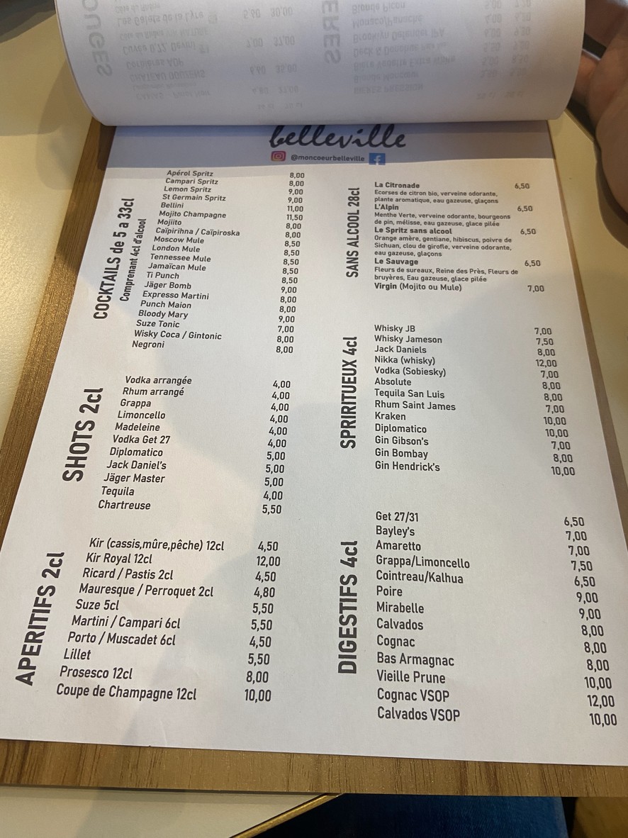 Moncœur Belleville menu 2