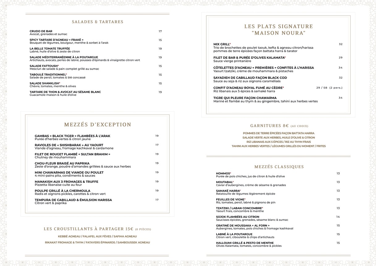 Maison Noura menu 1