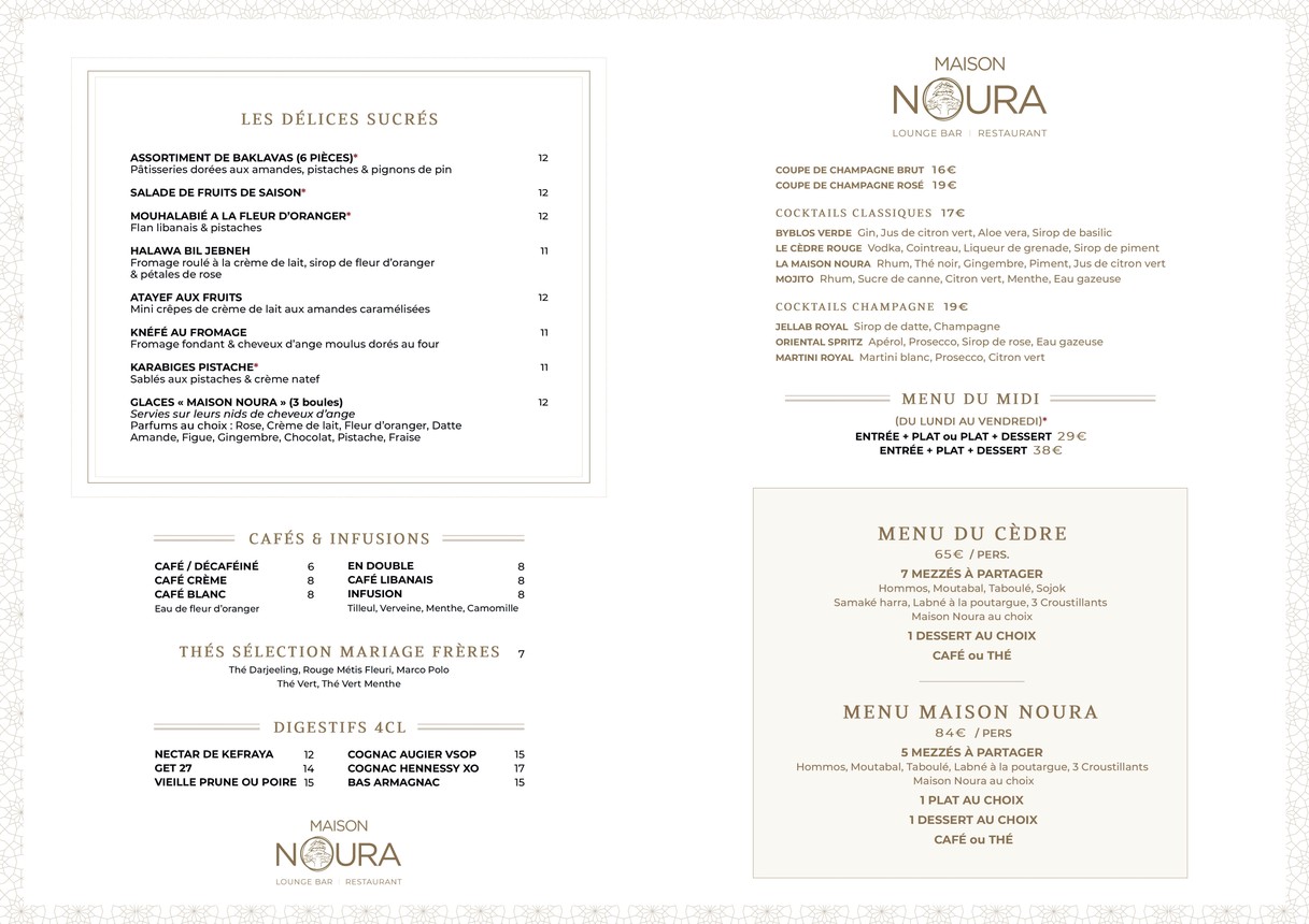 Maison Noura menu 2