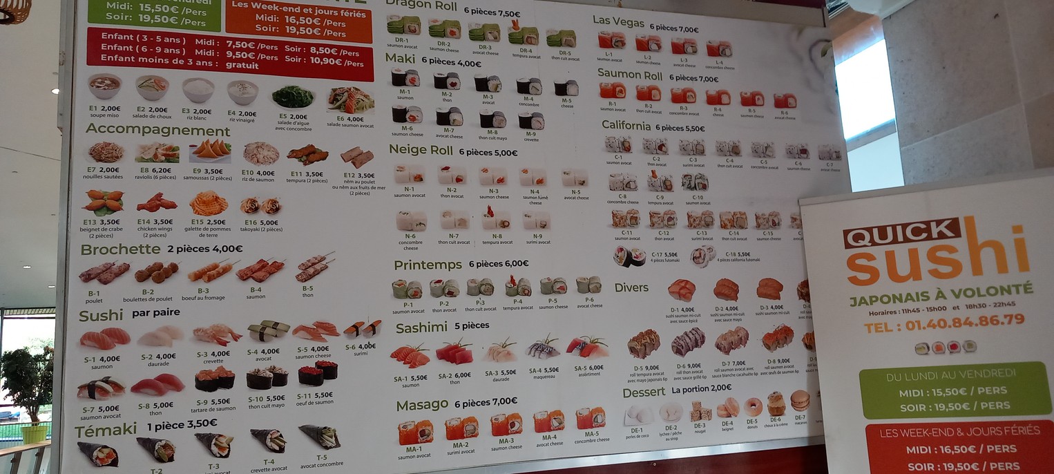 Quick Sushi menu 2