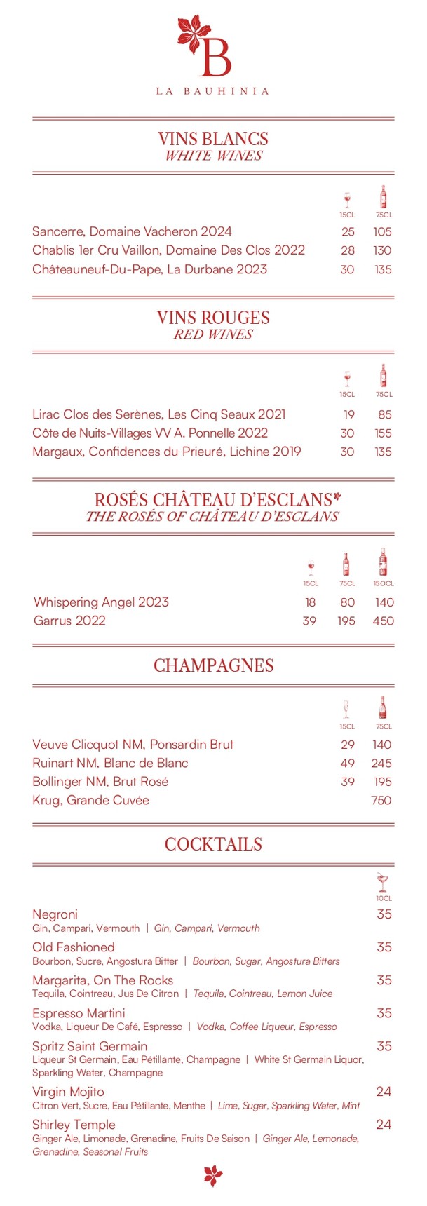 La Bauhinia menu 4