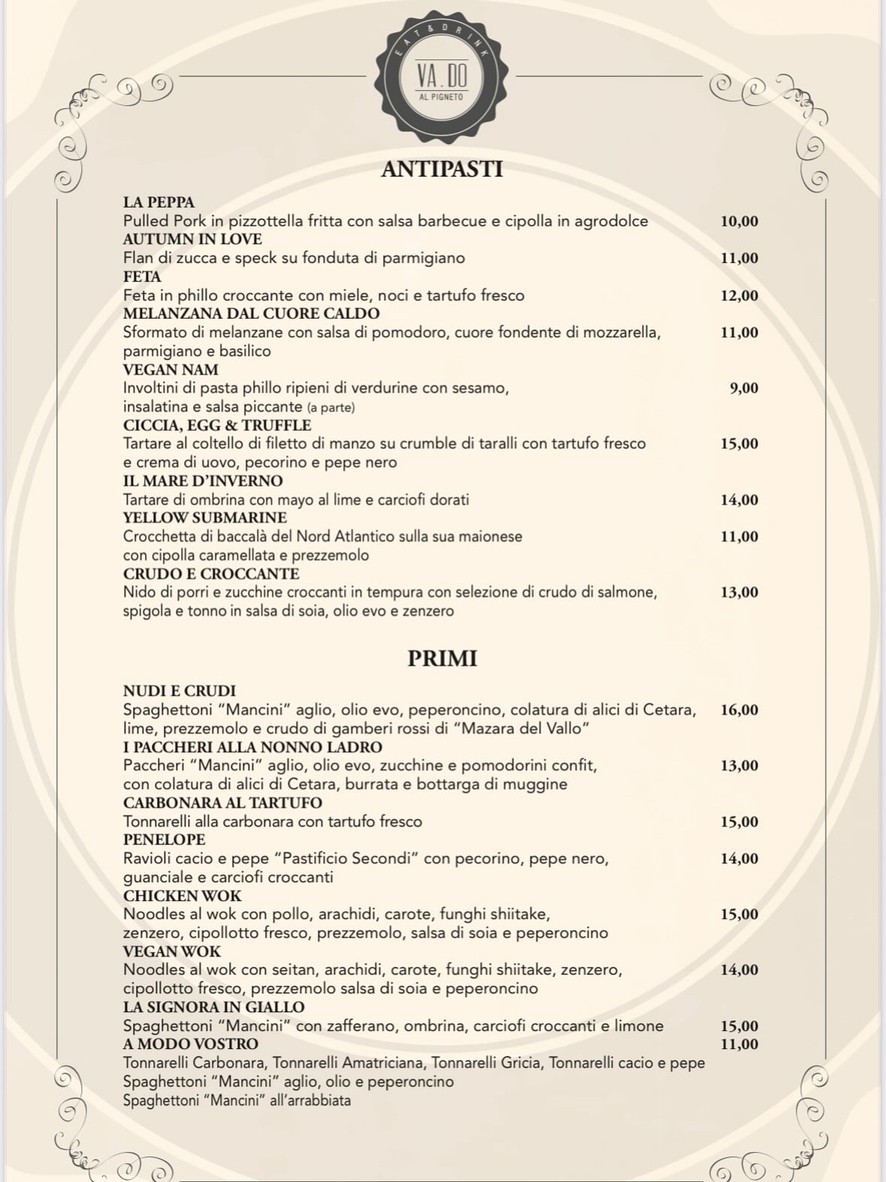 Ristorante Va.Do. menu 1