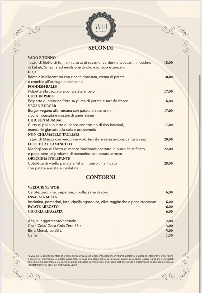 Ristorante Va.Do. menu 2