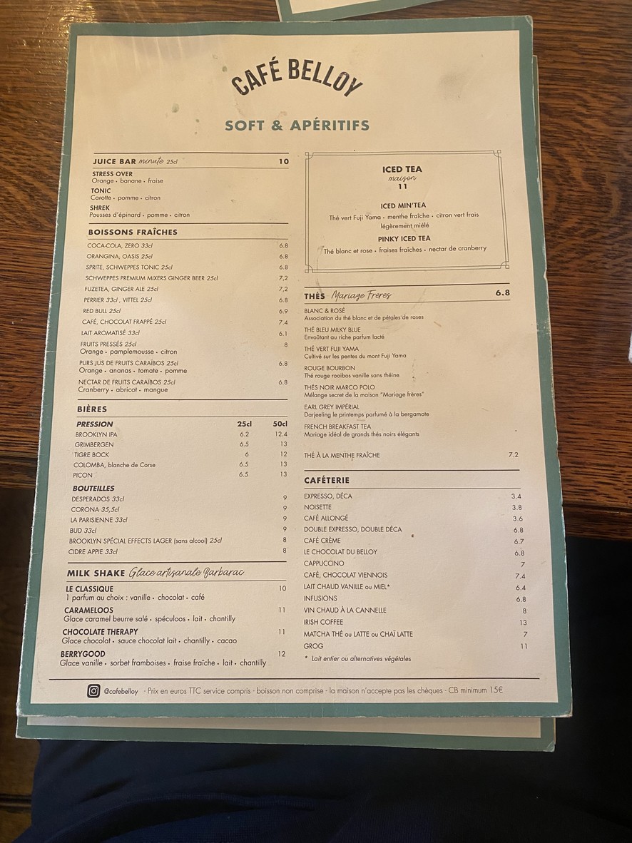 Café Belloy menu 1