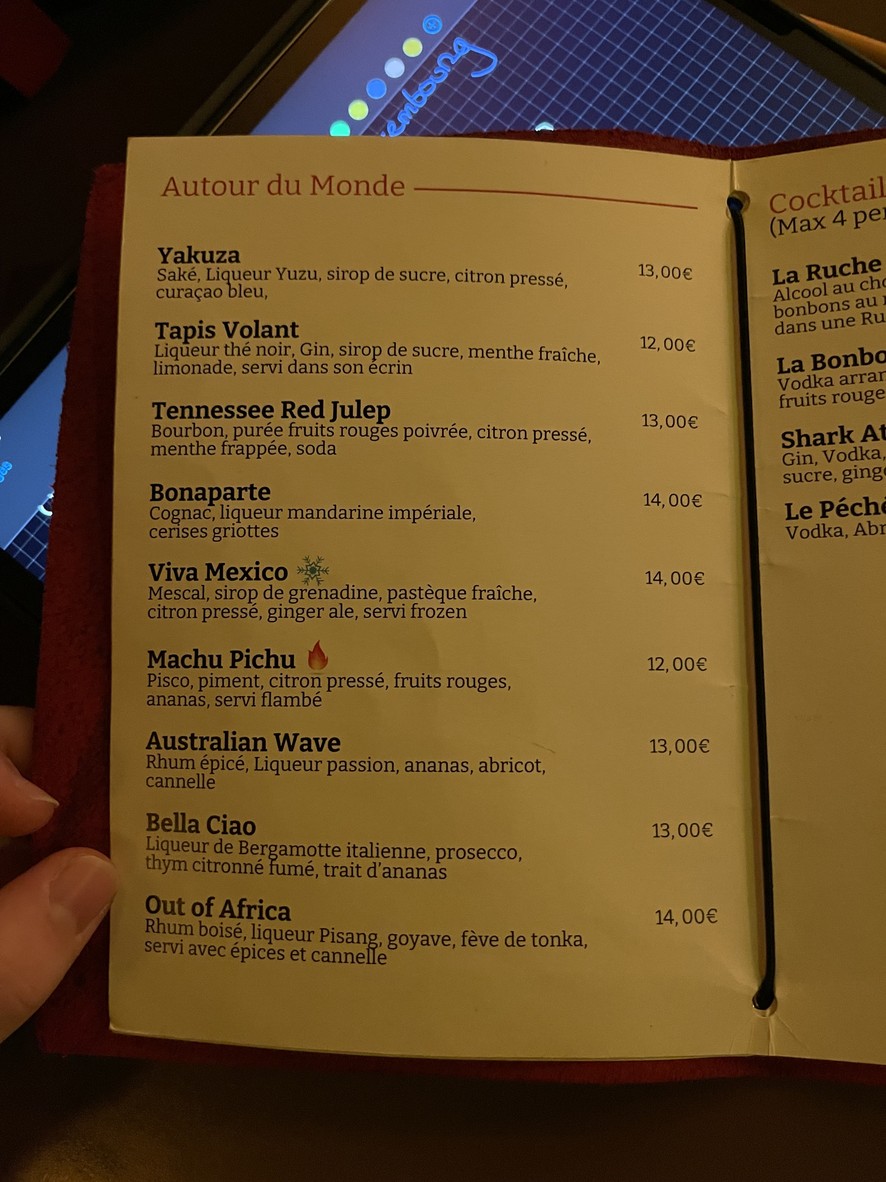 Les Timbrés Cocktails Bar - Restaurant menu 3