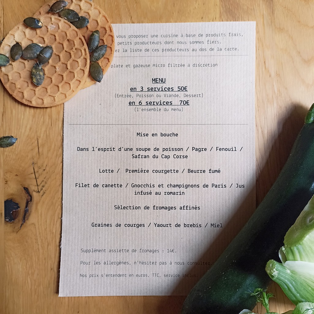 Restaurant Biscotte menu 1