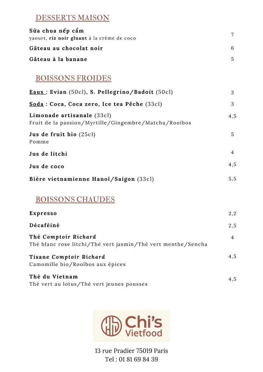 Chi's Vietfood menu 2