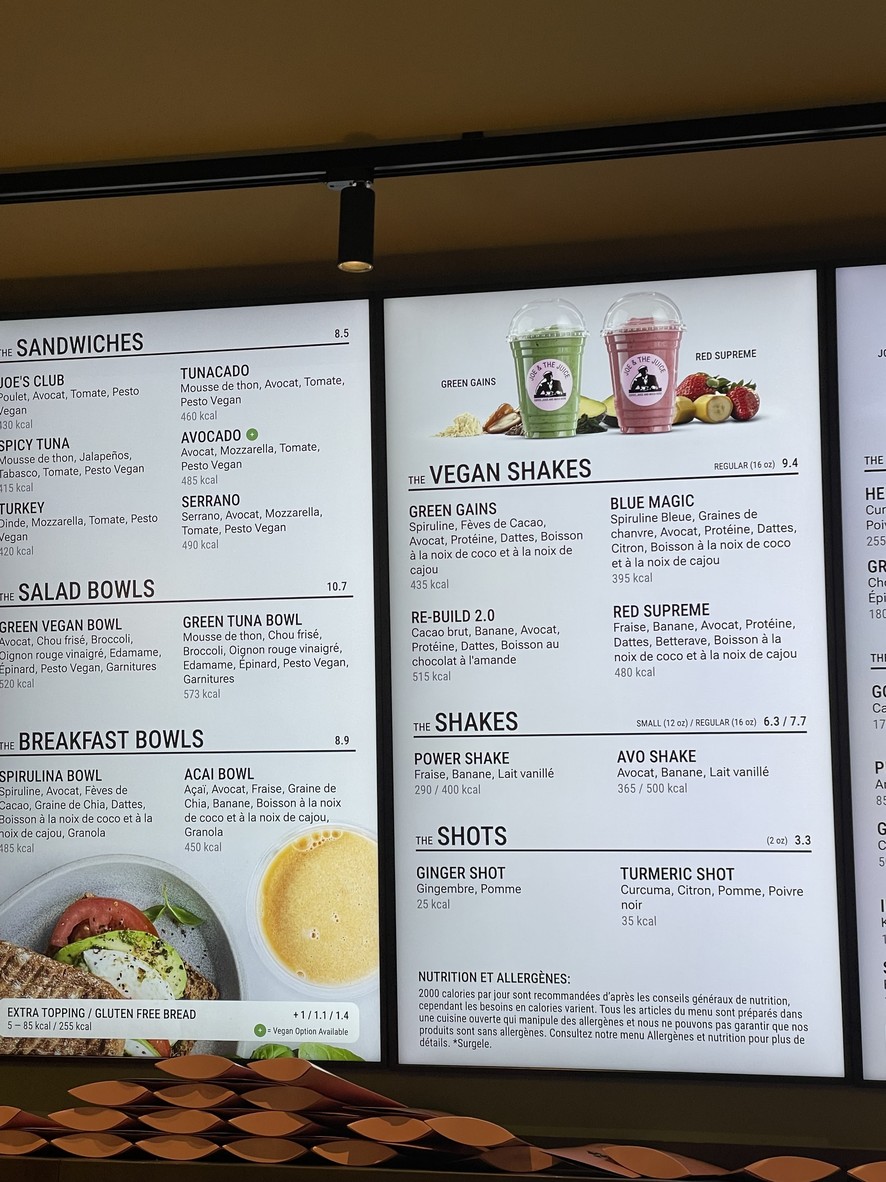 JOE & THE JUICE menu 1