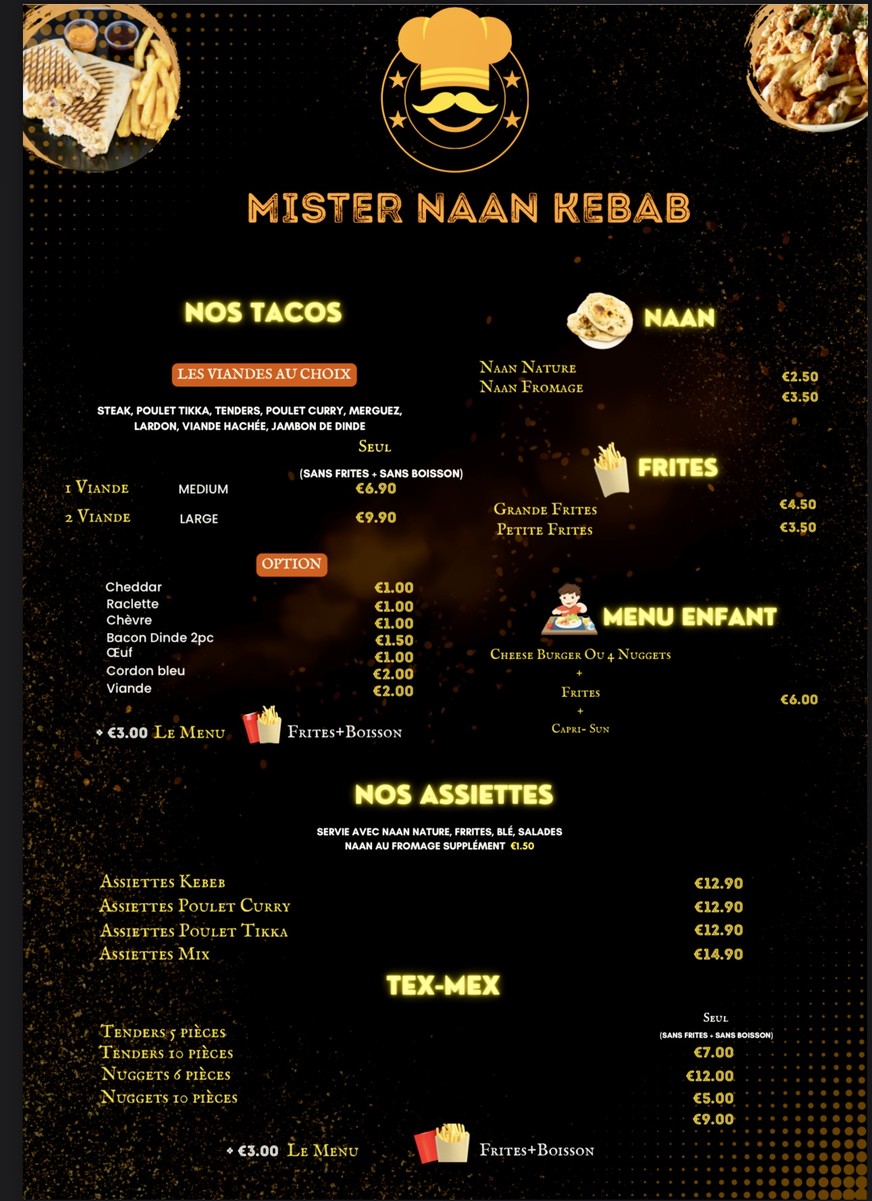 MISTER NAAN KEBAB ( halal ) menu 1
