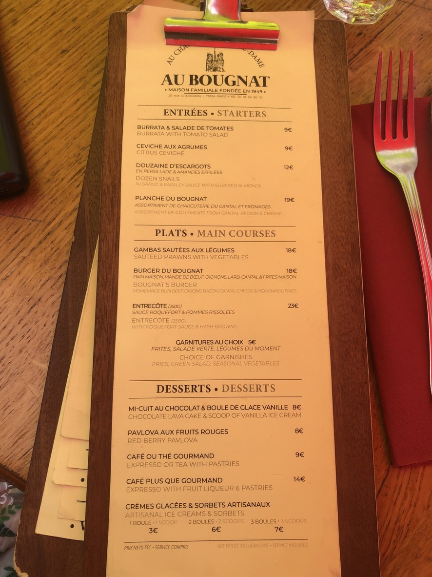 Au Bougnat menu 3