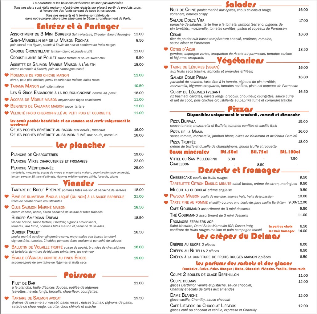 Café Delmas menu 1