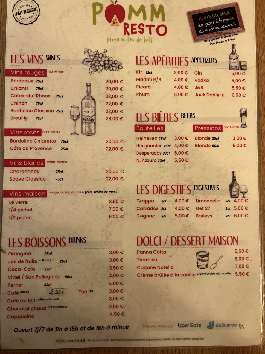 POMM RESTO menu 2