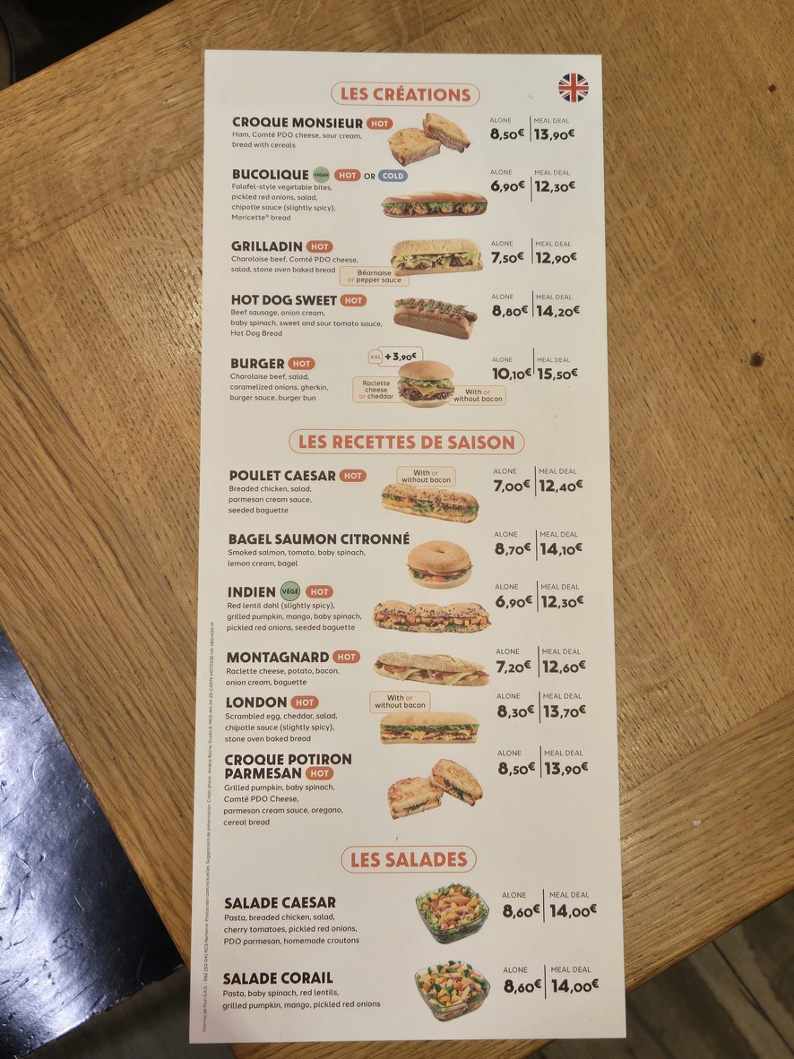 Pomme de Pain - Kléber menu 1