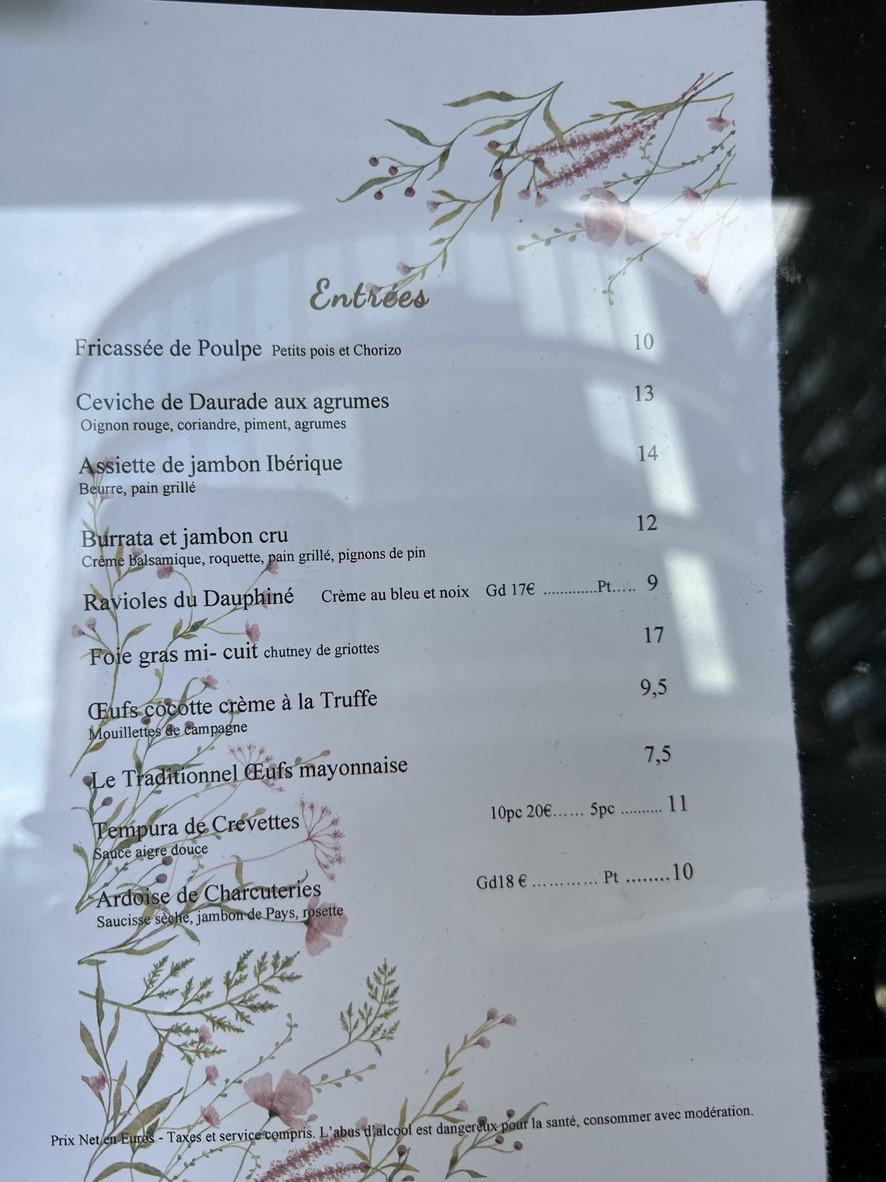 Le Comptoir Loz menu 1