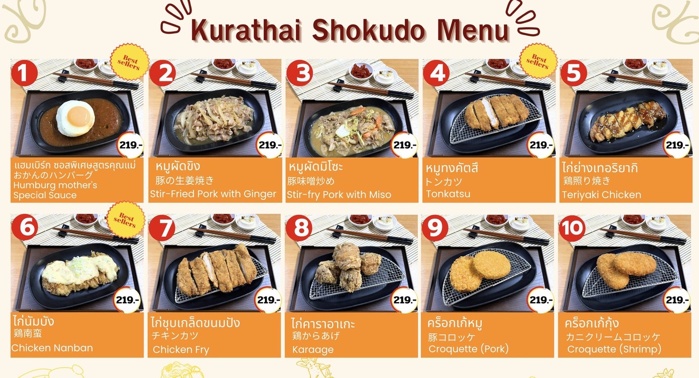KURATHAI SHOKUDO menu 1