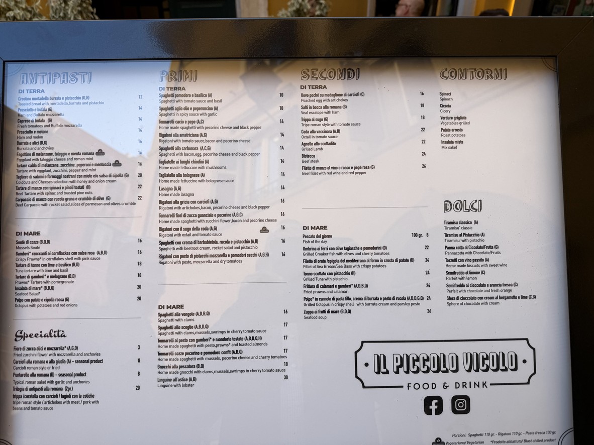 Piccolo Vicolo menu 1