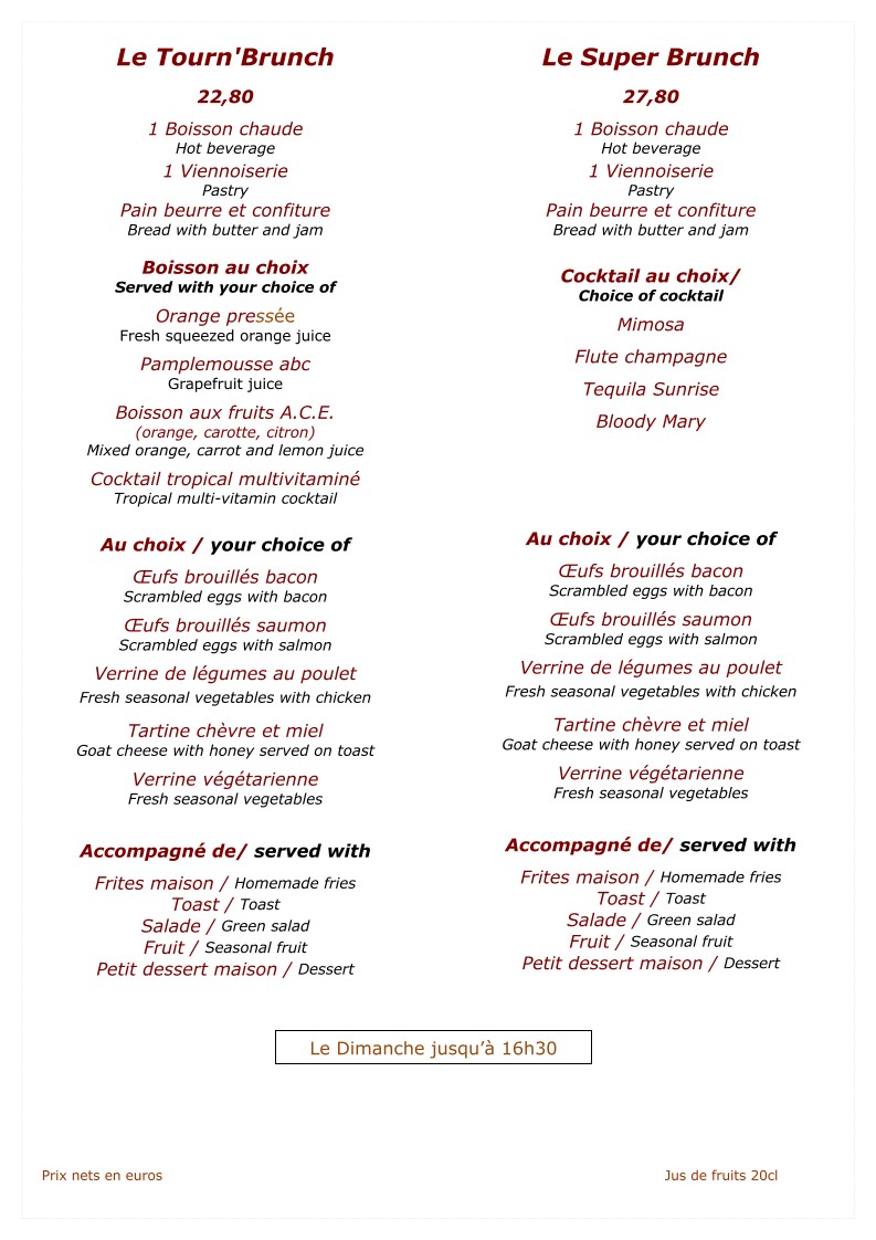 Café TournBride Bistro menu 2