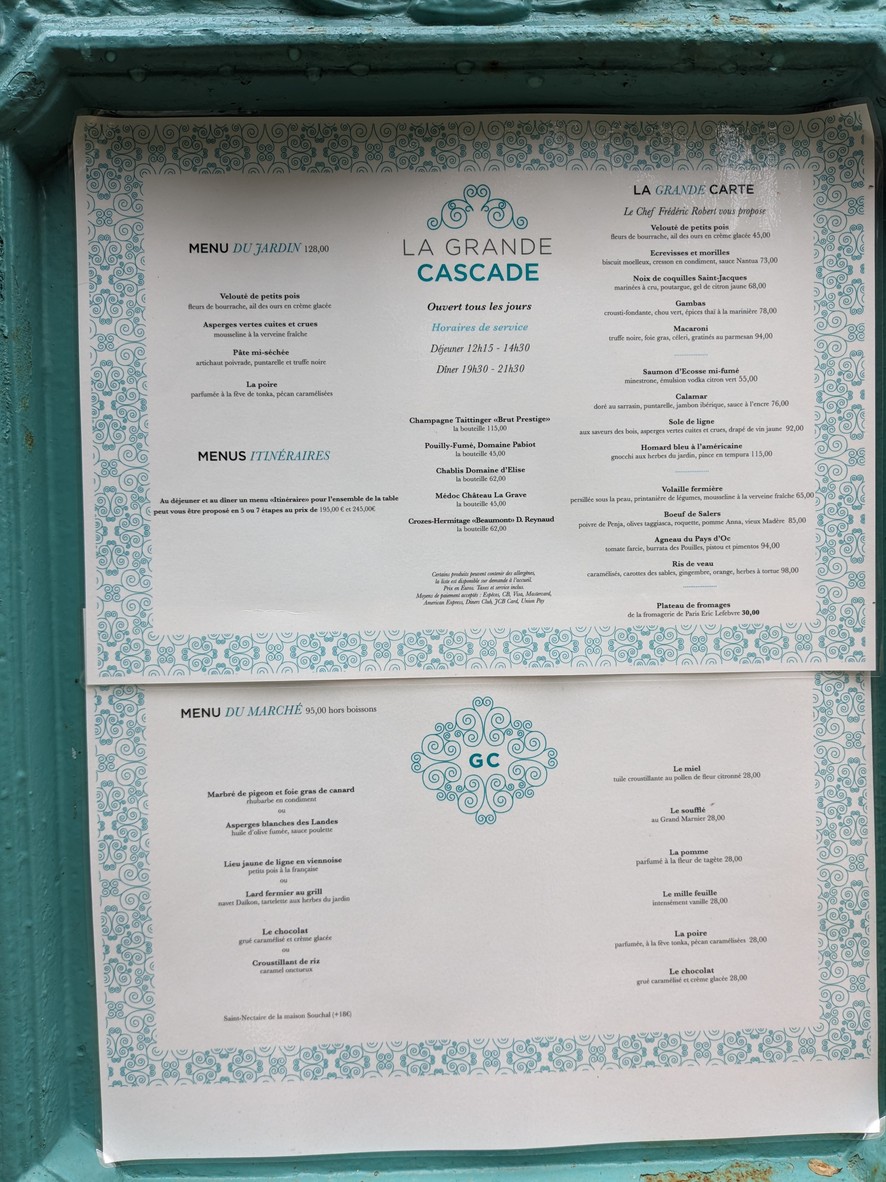 La Grande Cascade menu 1