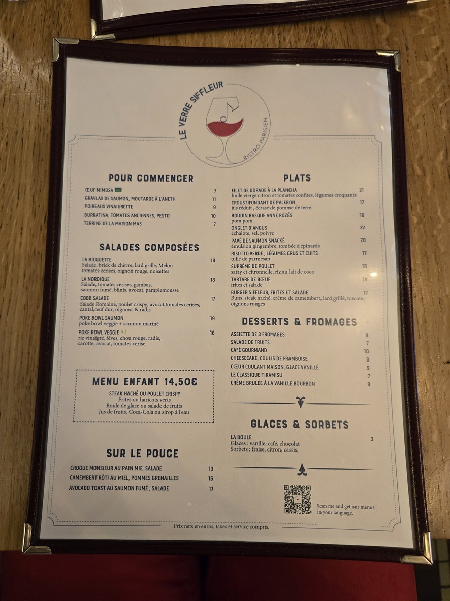 Le Verre Siffleur menu 1