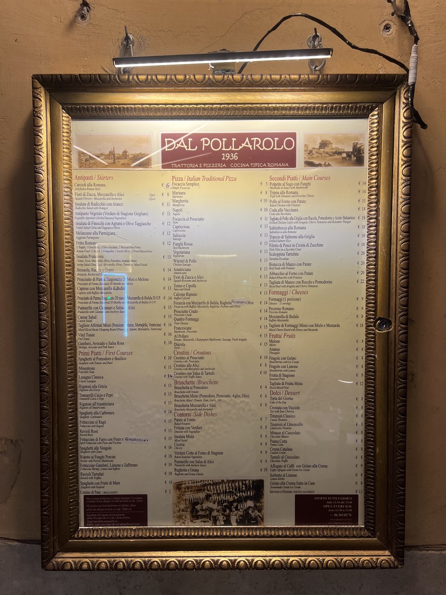 Dal Pollarolo 1936 menu 1