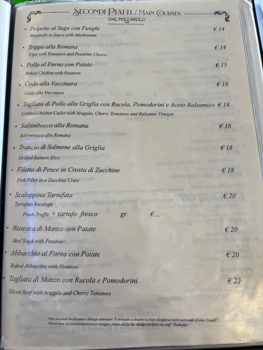 Dal Pollarolo 1936 menu 4