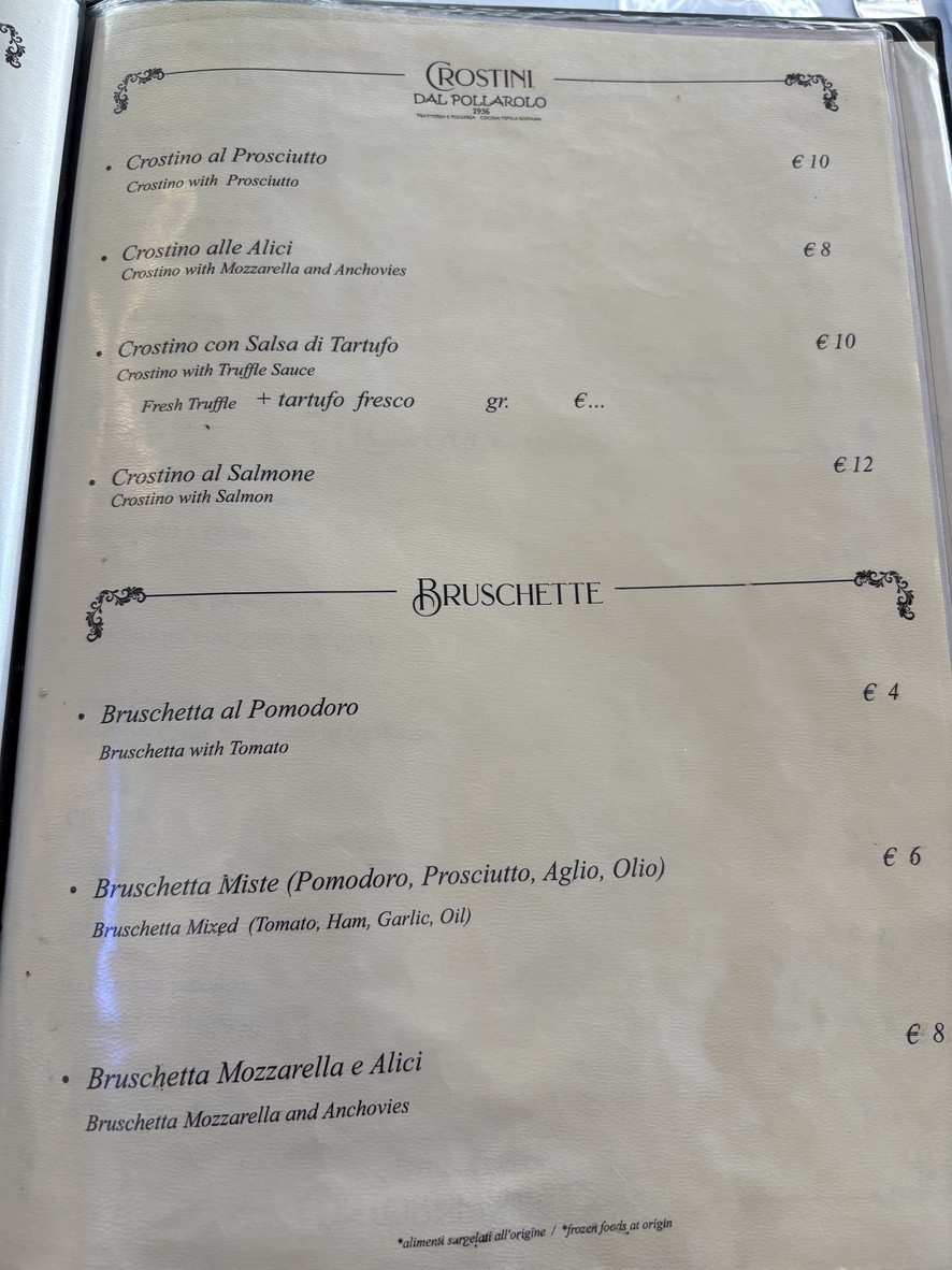 Dal Pollarolo 1936 menu 6