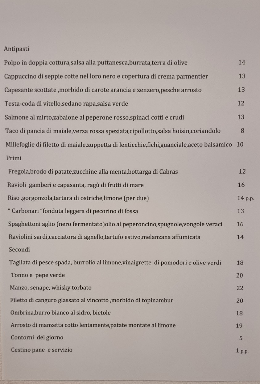 Osteria Numerosette menu 1