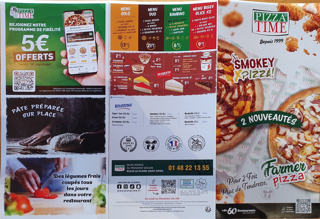 Pizza Time® Saint Denis menu 1