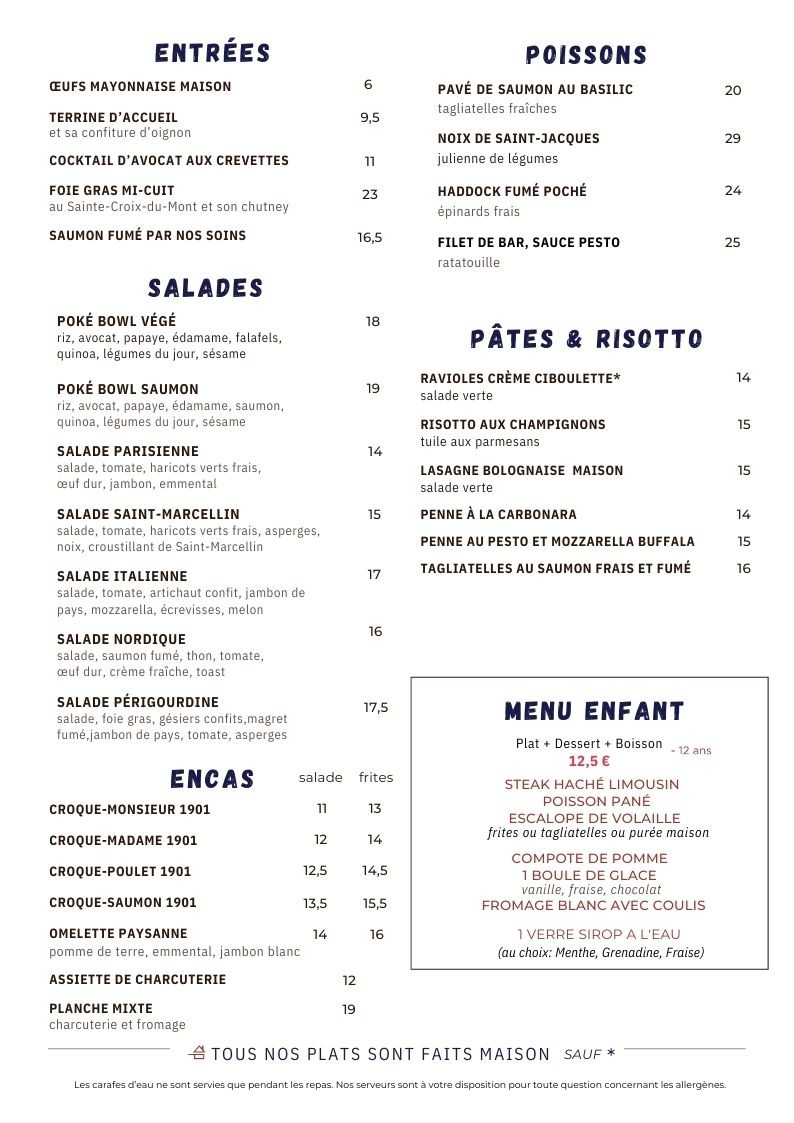 La Brasserie 1901 menu 1