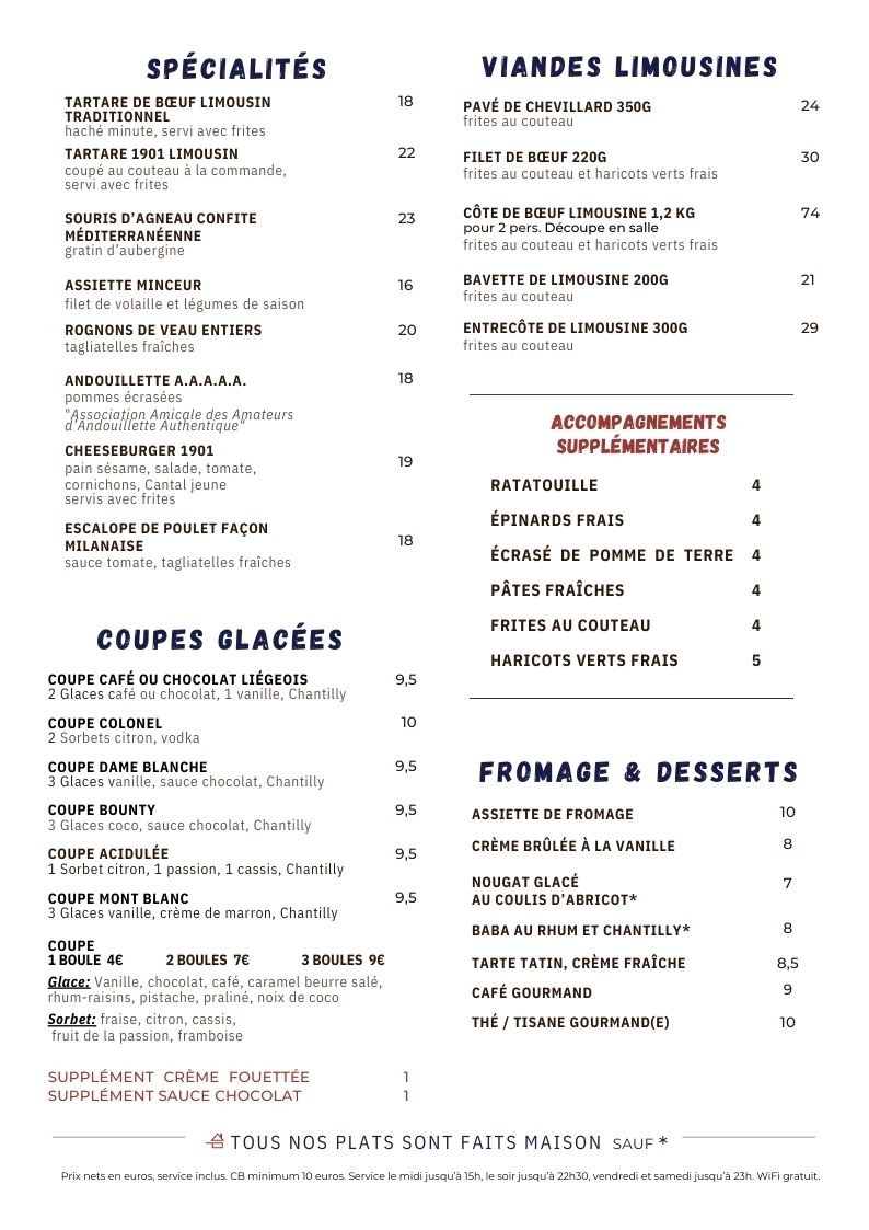 La Brasserie 1901 menu 2