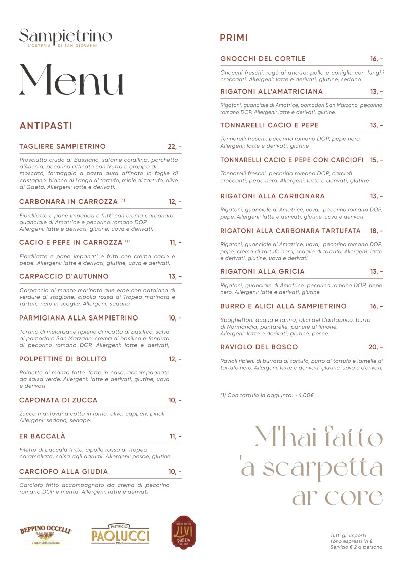 Sampietrino - L'Osteria di San Giovanni menu 1