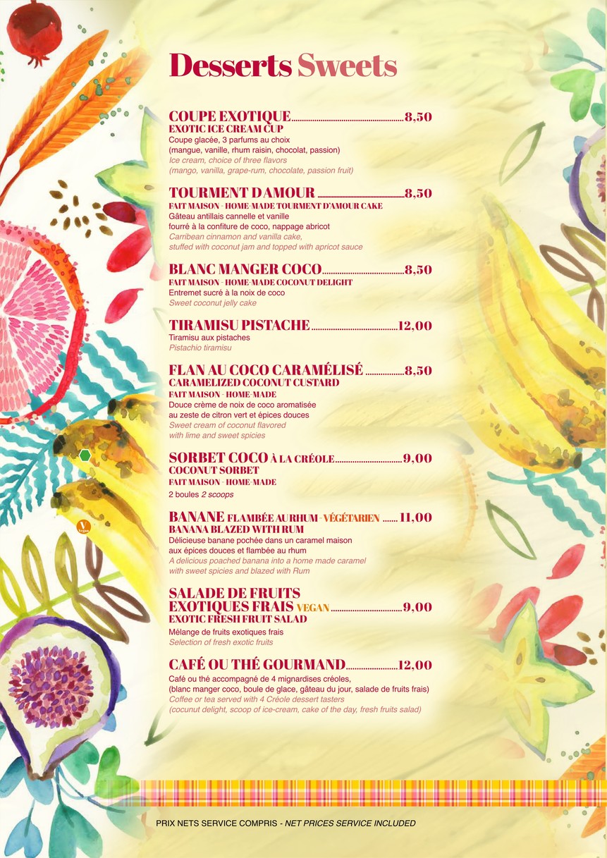 La Créole menu 4
