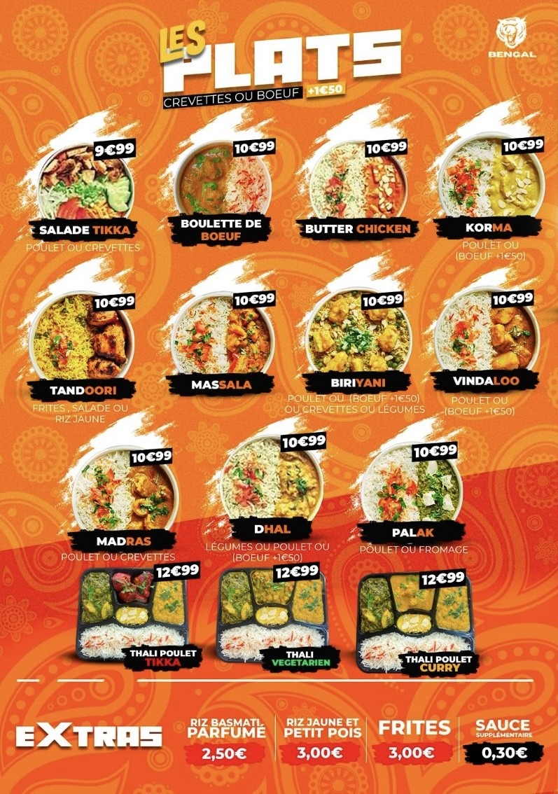 Bengal Indian street food menu 2