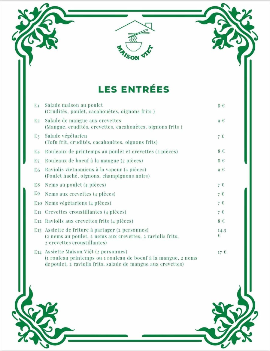 MAISON VIET menu 1