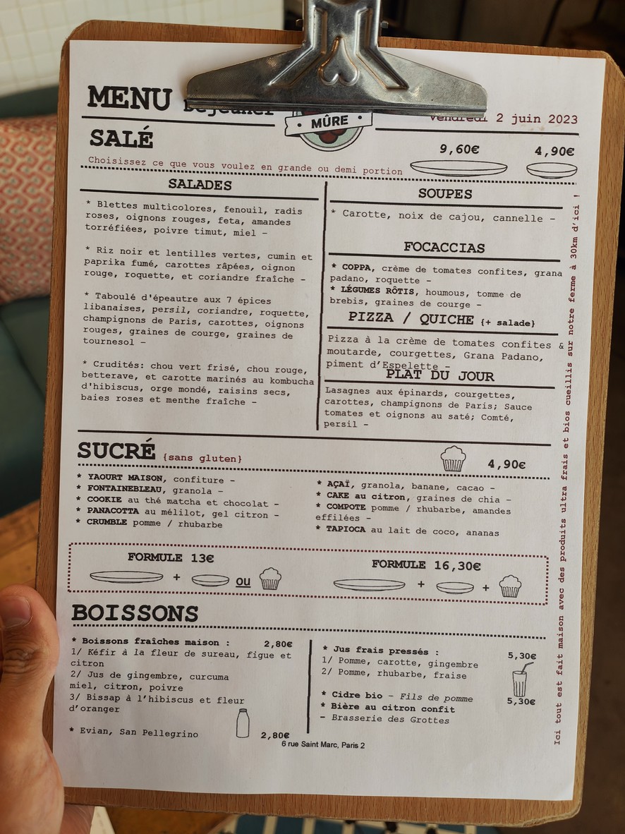 MÛRE menu 3