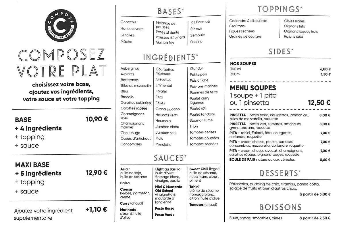Compose - Levallois-Perret (Bar à salade) menu 1