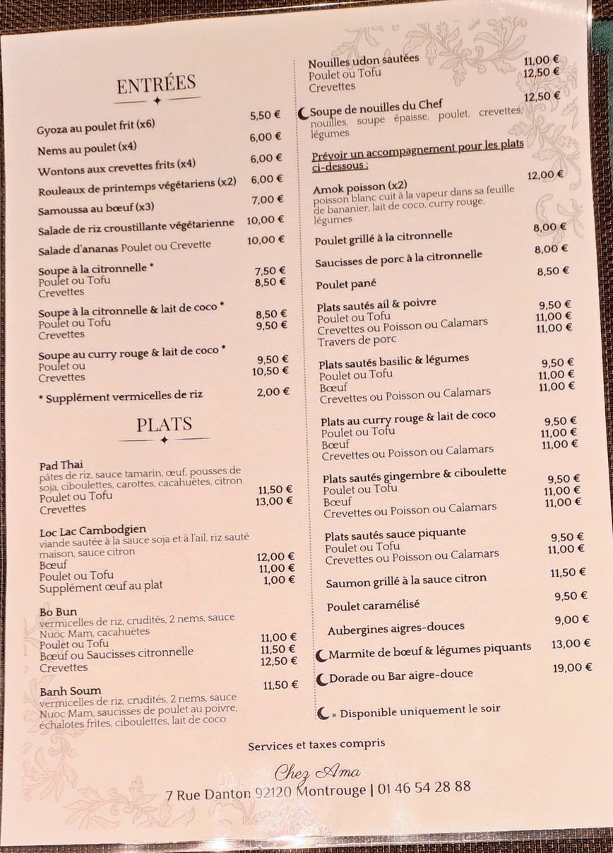 Chez Ama menu 1