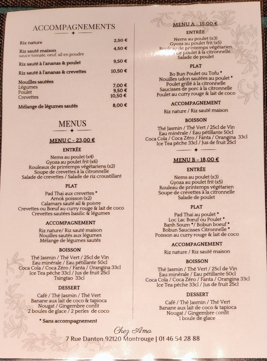 Chez Ama menu 2