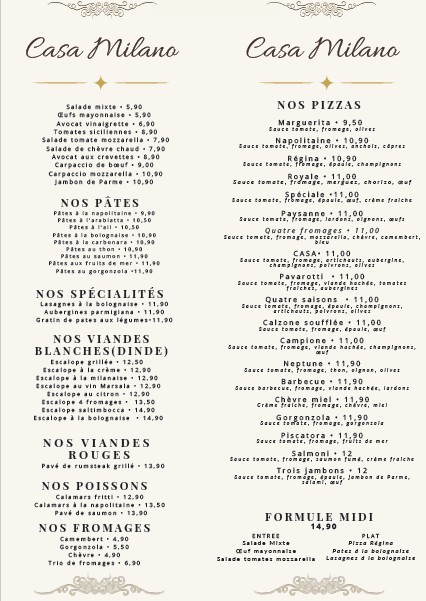 Casa Milano menu 2