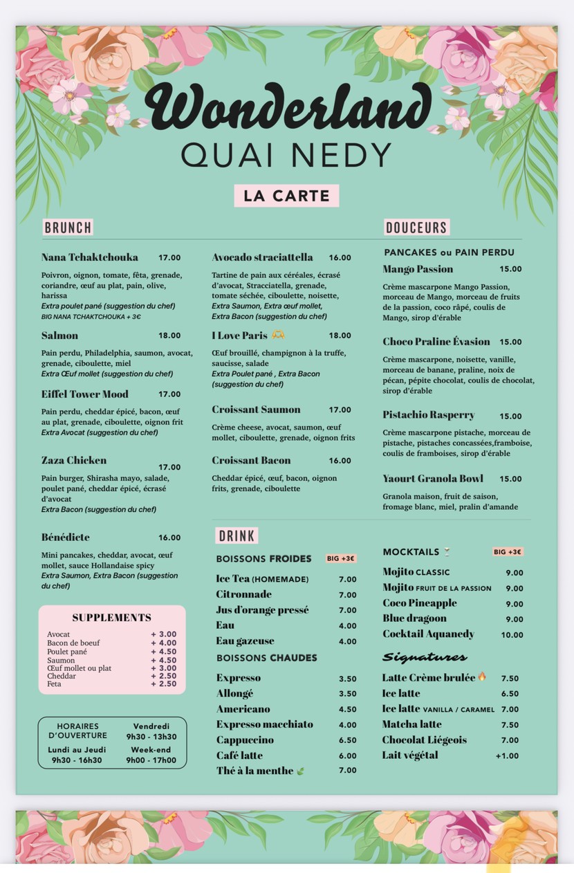 Wonderland menu 1