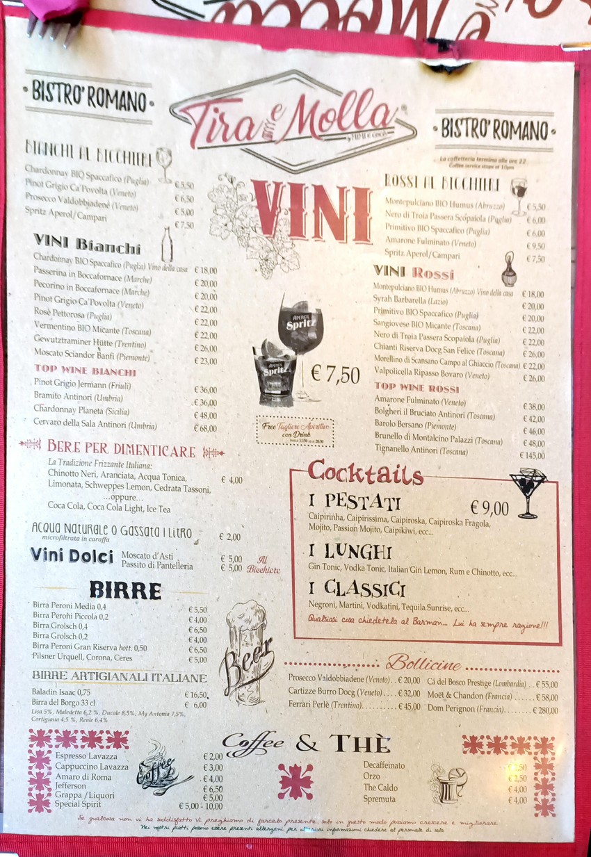 Tira e Molla Roma menu 2