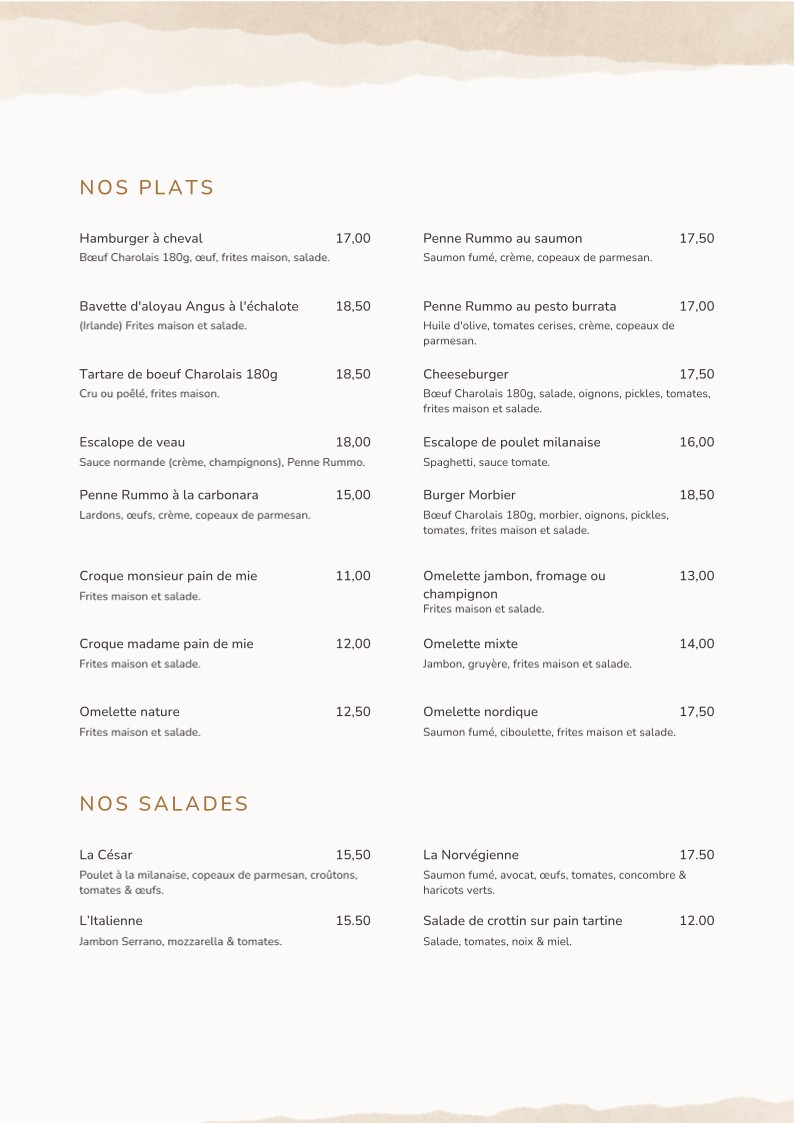 Le Chablis menu 2