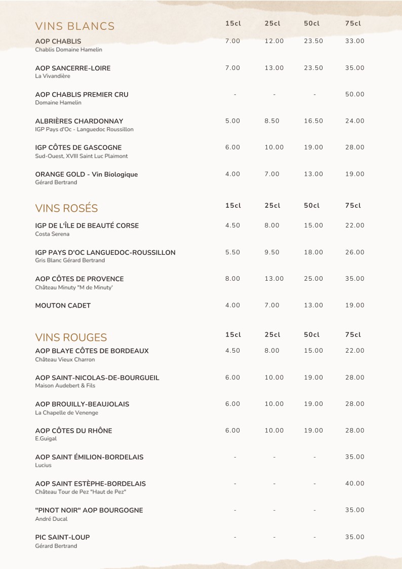 Le Chablis menu 3