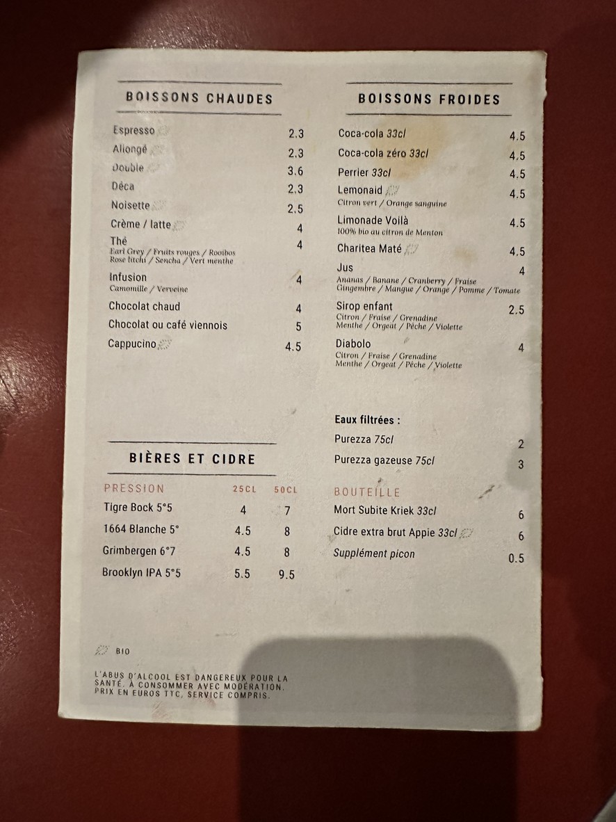 Poinçon Paris menu 3
