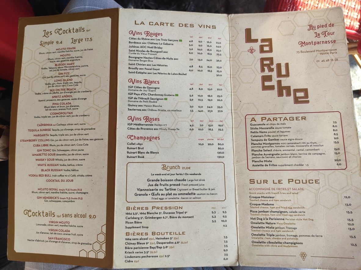 La Ruche menu 1