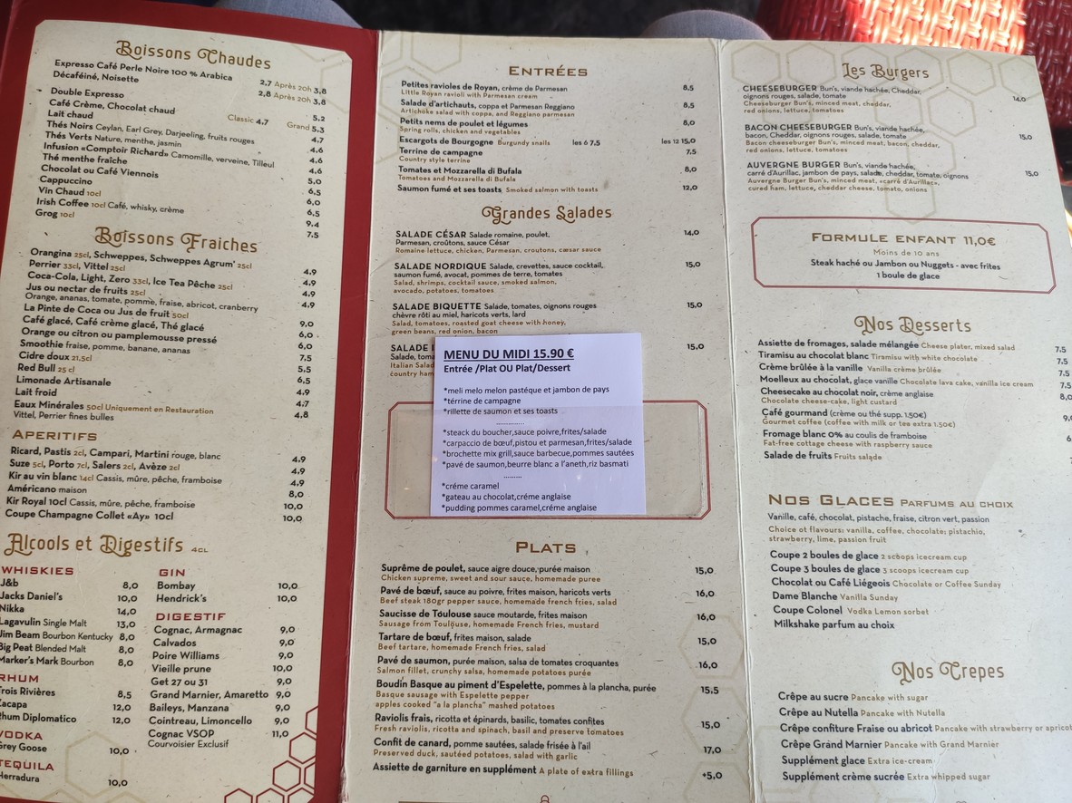 La Ruche menu 2