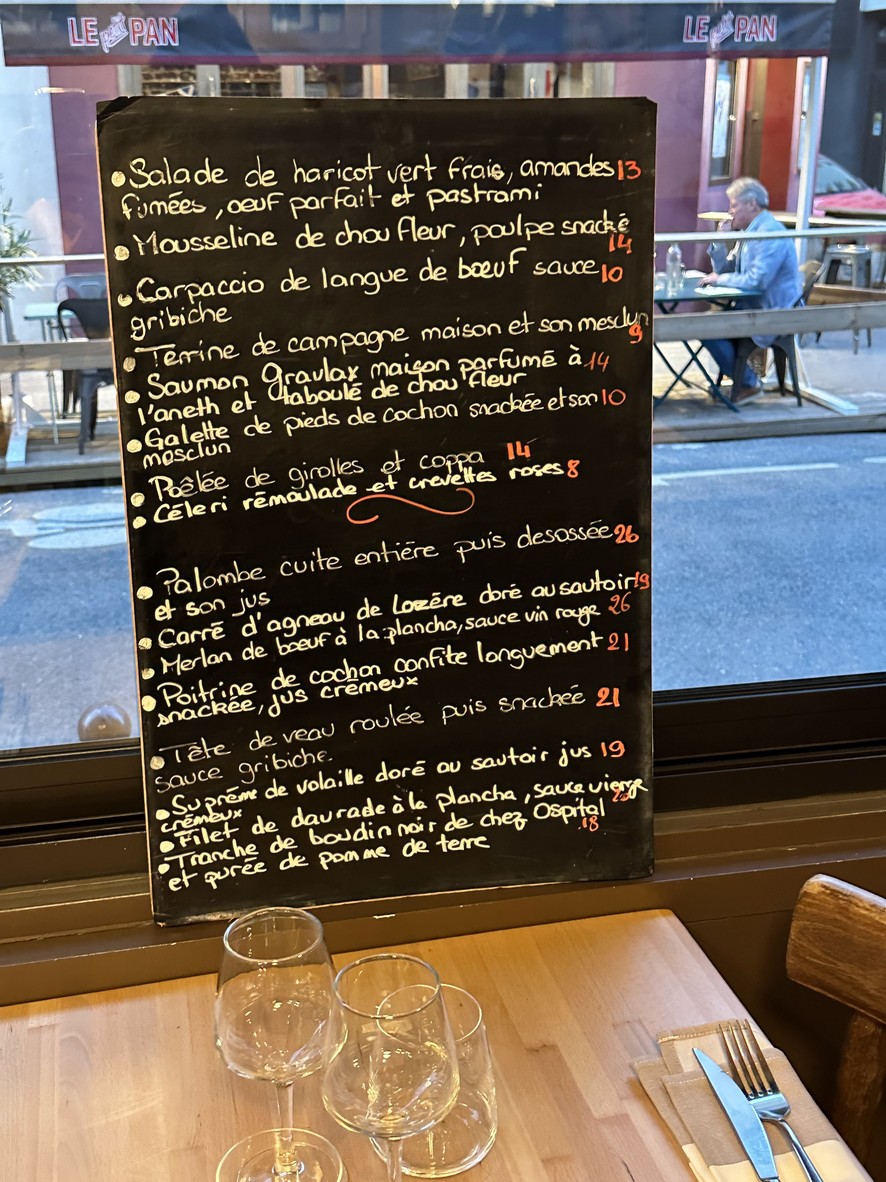 Le Grand Pan menu 1