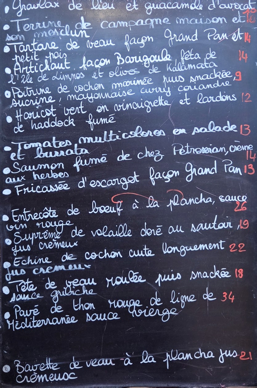 Le Grand Pan menu 2