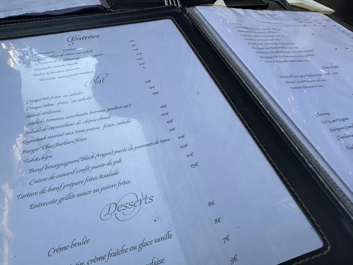 Chez Barbara menu 2