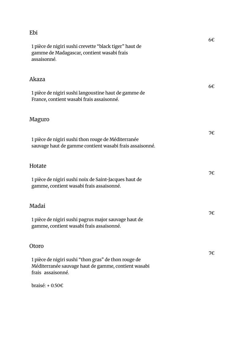 TADASHI menu 3